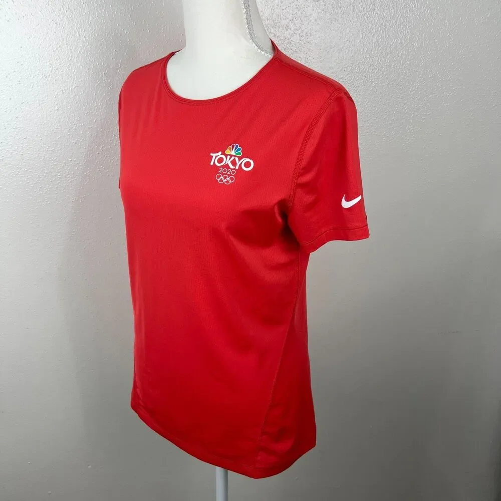 Nike Dri-Fit Shirt Women Medium Red 2020 Tokyo Olympics Team Short Sleeve Active